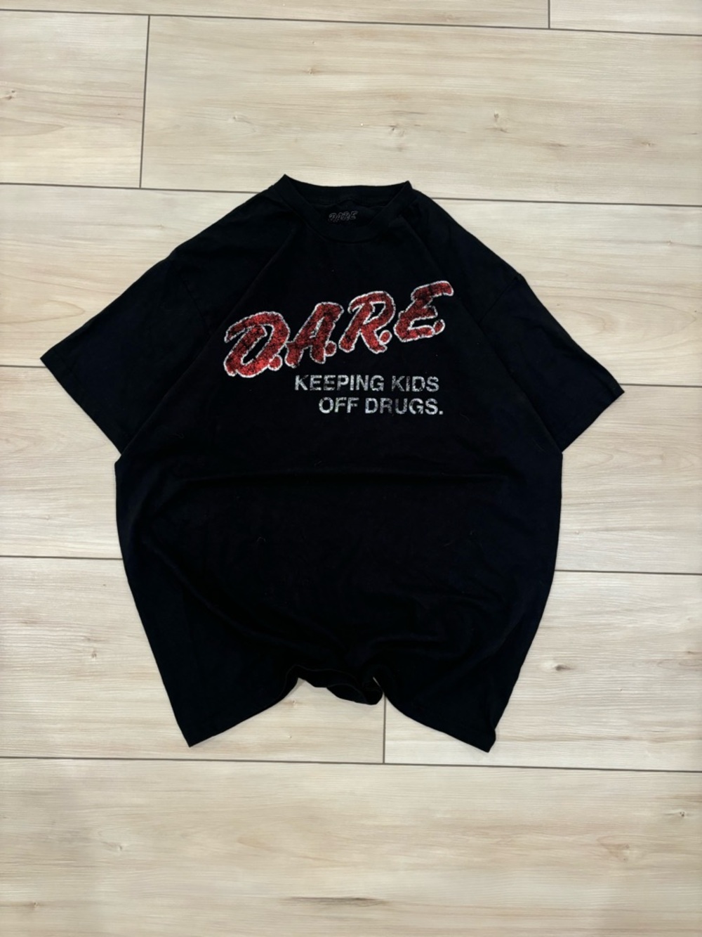 D.A.R.E. vintage 2000s Short Sleeve Tee - Faded Black with Red Logo